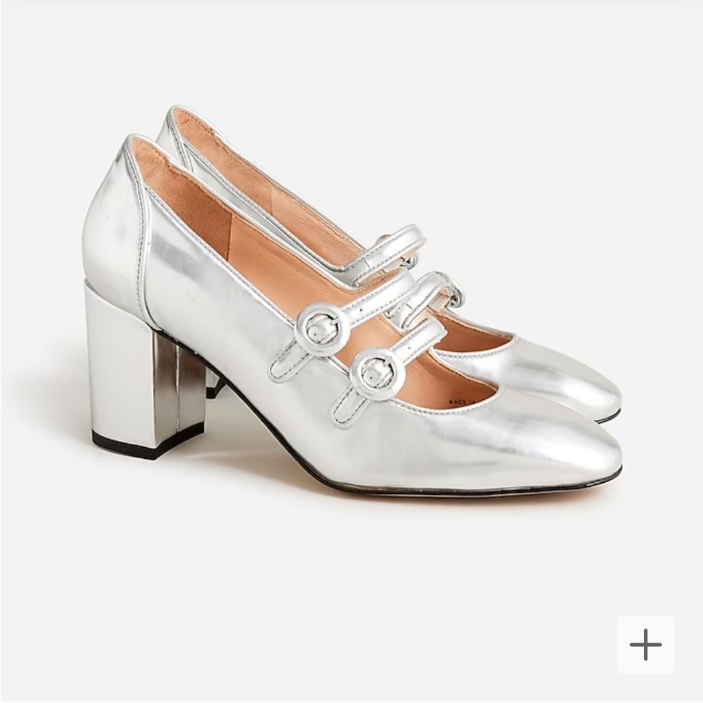 J Crew Silver Mary Jane Heel